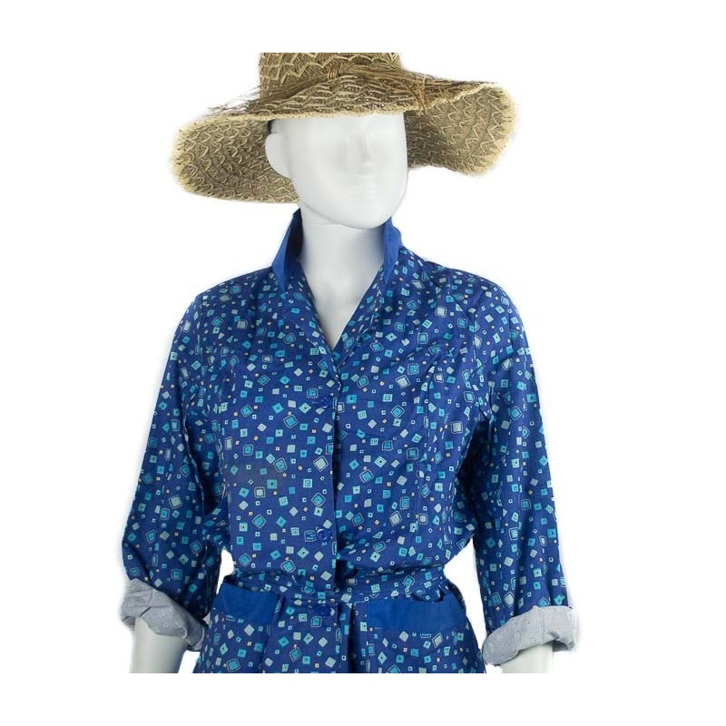 Blouse ou tablier vintage carré bleu ciel