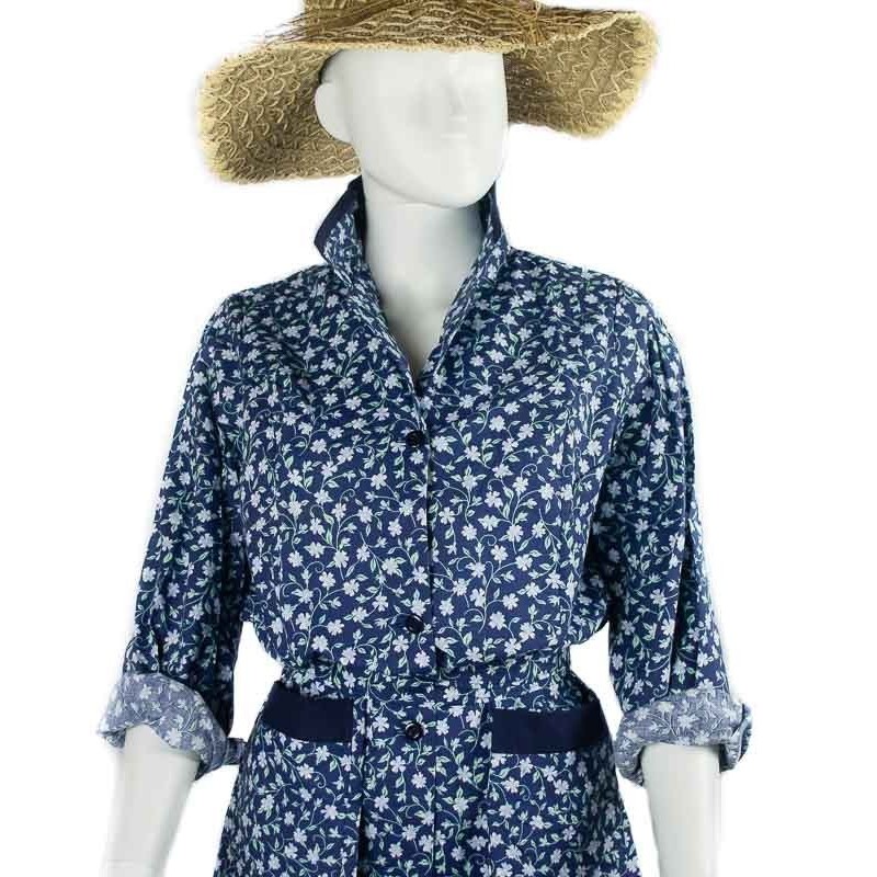 Blouse ou tablier vintage fleurs parmes