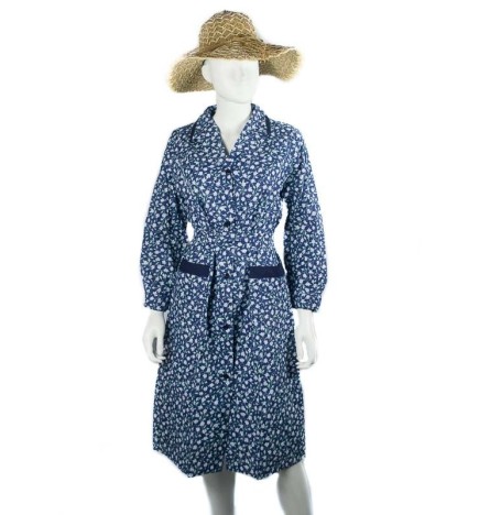 Blouse ou tablier vintage fleurs parmes