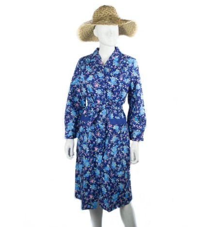 Blouse ou tablier vintage marine fleurie