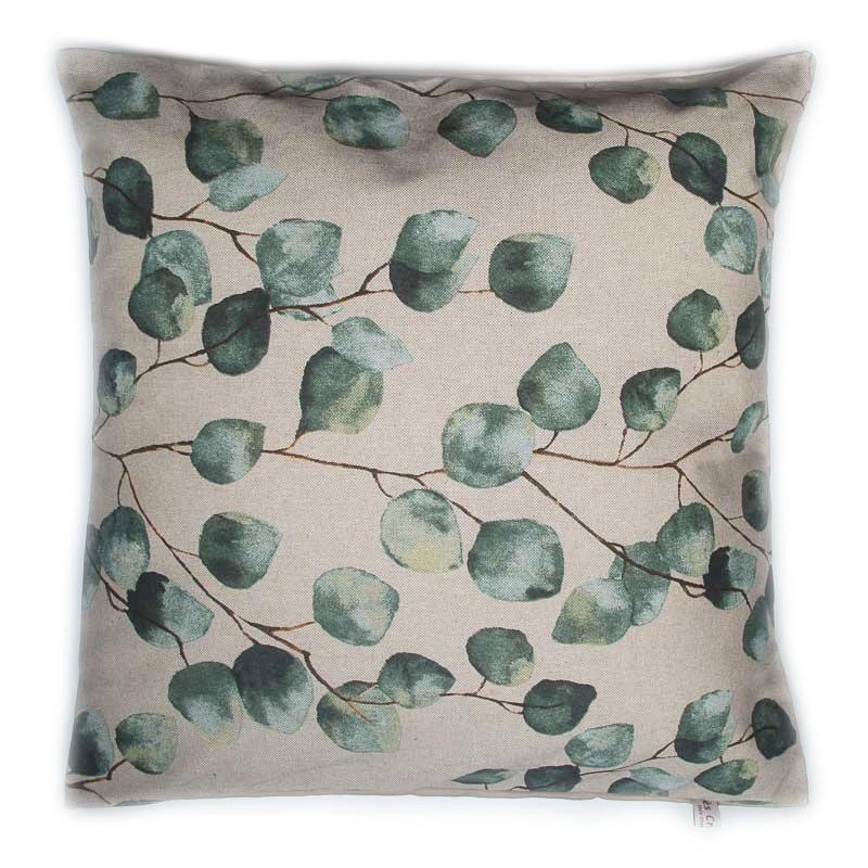 Housse de coussin beige eucalyptus