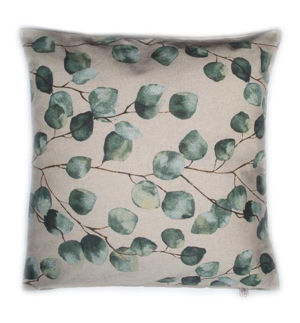 Housse de coussin vintage beige eucalyptus