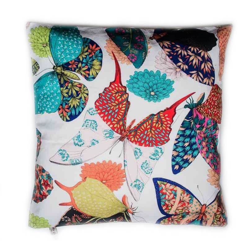 Housse de coussin papillon multicolore