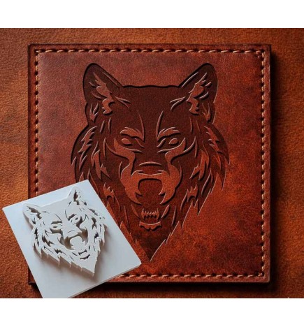 Tampon argile cuir 3D Tête de Loup