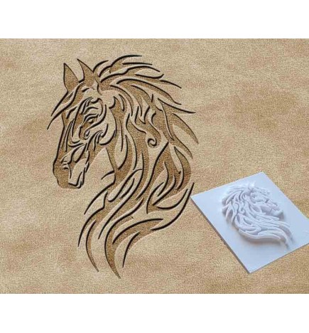 Tampon argile cuir 3D Tête de Cheval Tatoo