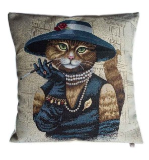 Housse de coussin vintage chatte élégante