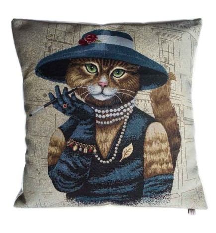 Housse de coussin vintage chatte élégante