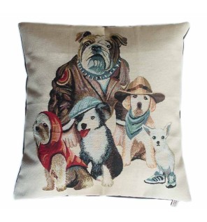Housse de coussin chiens gavroches