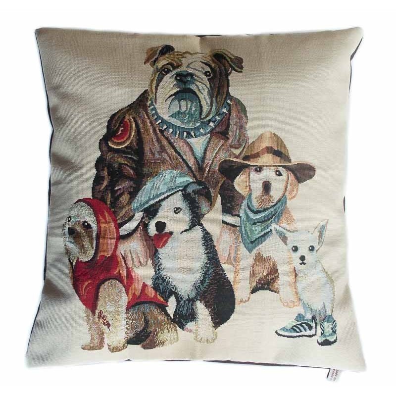 Housse de coussin chiens gavroches