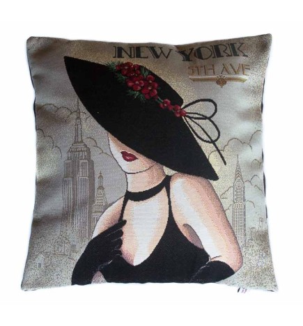 Carré vintage pour coussin Femme New York