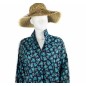 Blouse ou tablier vintage navy fleurs turquoises