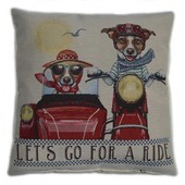 Housse de coussin en jacquard et suédine. Ne sont-ils pas marrant dans leur side-car? 😉 . 📍https://www.ines-creation.com/fr/housse-de-coussin-vintage/432-housse-de-coussin-vintage-chien-letsgoforaride.html . #inèscréation #madeinfrance #montesquieuaquitaine #faitmain #cushion #dog #sidecar #ride #jackrussell #coussin #noel